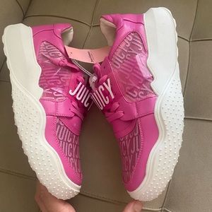 Juicy Couture Dyanna Women's Sneakers size 10 PINK Mesh & PVC Clear LOGO NWT!